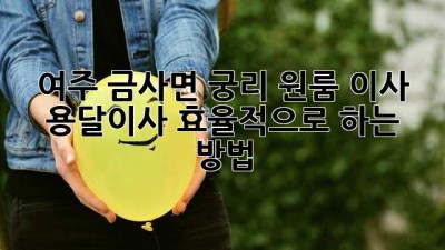 여주 금사면 궁리 원룸 이사, 용달이사 효율적으로 하는 방법